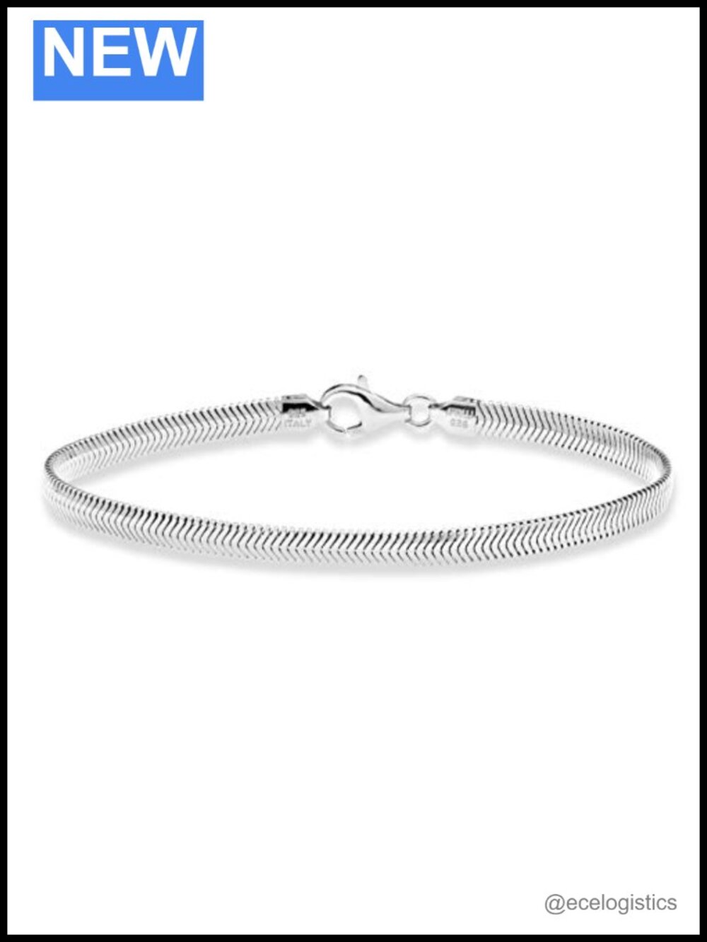 Italian 925 Sterling Silver Snake Chain Bracelet Unisex Lobster Clasp